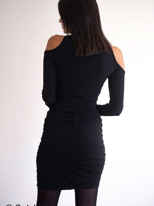 Mata dress short elastic dress with straps on the back with high neck and cutouts on the shoulders